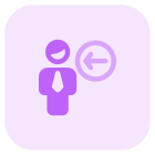 Businessman with a left direction arrow indication icon
