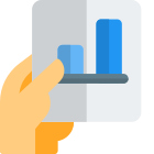 Bar graph chart handed over to coworkers icon