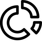 Doughnut Pie chart comparison with multiple sections layout icon