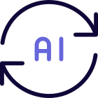 Artificial Intelligence program being refreshed with loop arrows icon