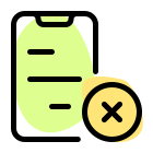 Delete content in a smartphone with crossed logotype icon