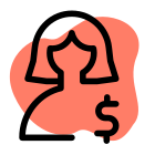 User earning a money in a dollar domination currency icon