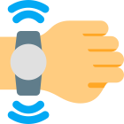 Modern digital smartwatch with signal module sensors icon