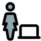 Remote working businesswoman from home on laptop icon