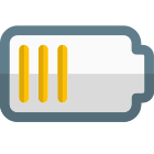 Medium battery power level indication isolated on a white background icon