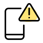 Mobile phone with triangular exclamation mark notification icon