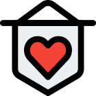 Heart shape on a flag representing peace and love icon