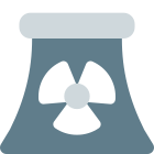 Nuclear power reactor with logo on cooling tower icon
