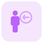 Employee with a left direction arrow indication icon