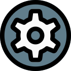 Setting cog wheel menu option isolated in while background icon