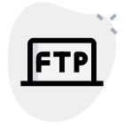 File transfer protocol connection on laptop isolated on a white background icon