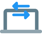 Incoming and outgoing of data packets on a laptop icon