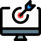 Work aimed at desktop computer isolated on a white background icon