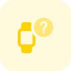 Modern smartwatch with question mark isolated on white backgsquare, icon