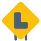 L shaped learner zone on a road sign board icon