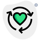 File syncing loop arrows with heart logotype isolated on a white background icon