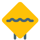 Rough road ahead with multiple bumps traffic board icon