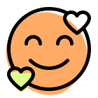 Happy hearts emoticon with smiley facial expression icon