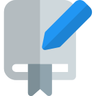 Drafting an editing the book with a pencil isolated on a white background icon