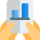 Bar graph chart handed over to company members icon