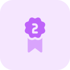 Second place single ribbon flower silver emblem icon