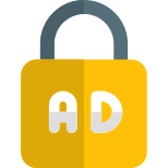 Advertisement privacy protect secured with padlock logotype icon