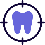 Targeting the dental clinic with cross hair Logon type isolated on a white background icon