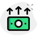 Money growth with multiple arrows in upward direction icon