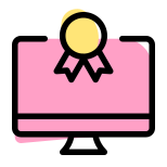Online gaming competition on desktop double ribbon award icon