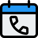 Meeting call schedule on calendar agenda layout icon