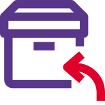 Reply arrow on the delivery box logistic icon