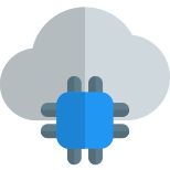 Micro processor on a cloud isolated on a white background icon