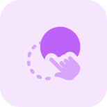 Circle touch with finger from one place to another place icon