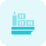 Large shipping container loaded on cargo ship icon