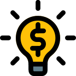 Lamp with dollar sign money idea concept icon