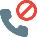Blocked cell phone calls on cellular phone icon