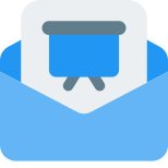 Message forwarded with office presentation guide in an envelope icon