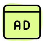 Online Advertisement in browser visible on internet icon