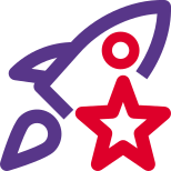 Rocket with star isolated on a white background icon