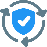 Secure data syncing with Firewall security isolated on a white background icon