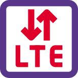 LTE mobile connectivity with up and down arrows for data transfer icon