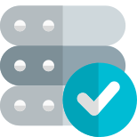 Server checked for database entries with tick mark logo type icon