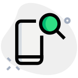 Search on cell phone directory with magnify glass icon