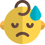 Sad cute baby facial expression with tear drop icon