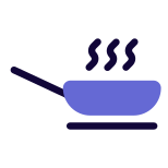 Frying pan with for saute the cooking items icon