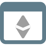 Ethereum cryptocurrency webpage with its Logo on internet browser icon