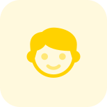 Little boy face pictorial representation with smile emoji icon