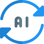 Artificial Intelligence program being refreshed with loop arrows icon