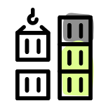 Stack container storage at shipping yard facility icon