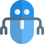 Capsule shape robot with tong shaped hands icon